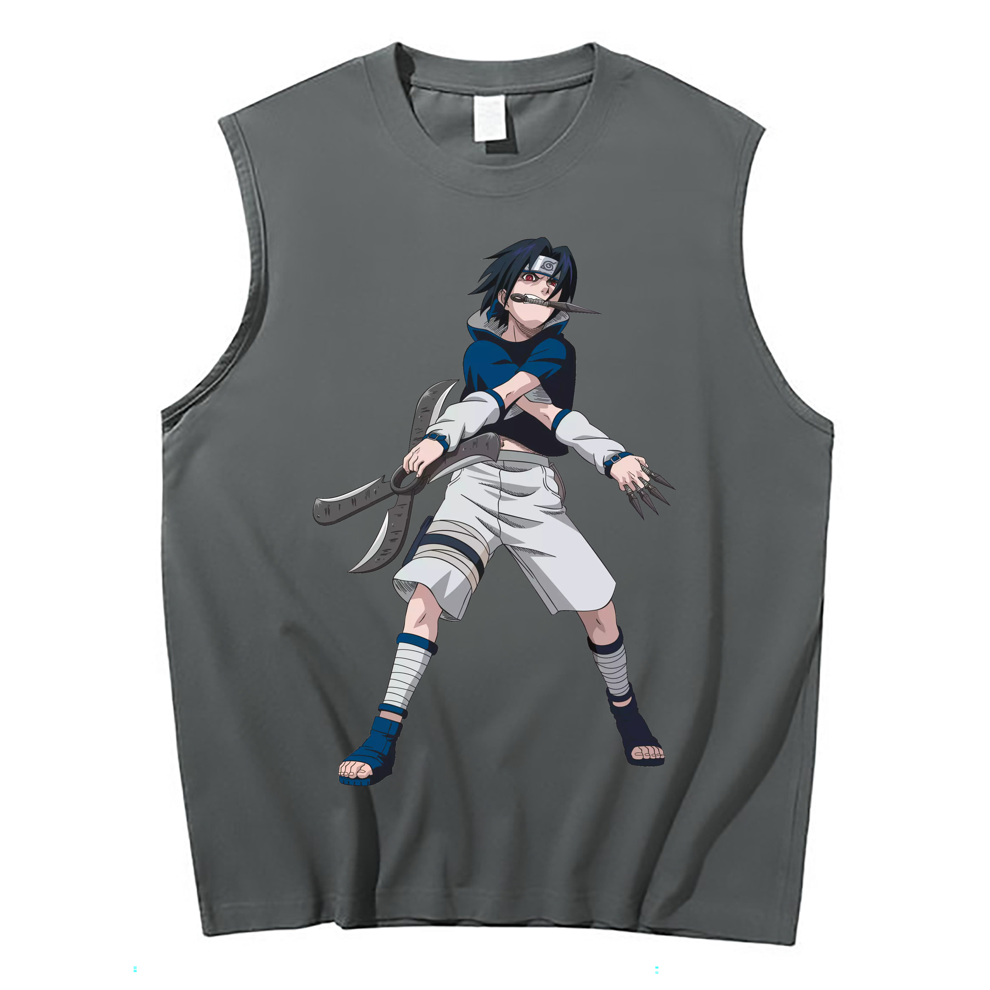 （画像用） NARUTO -ナルト- うちは サスケ Uchiha Sasuke コットン100％タンクトップ（フロントプリント）